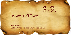 Hencz Dénes névjegykártya